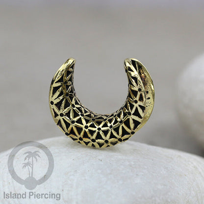 Decorated Brass Ear-Saddles Tindik Plug kuningan dekorasi yang unik ukuran 8-25mm