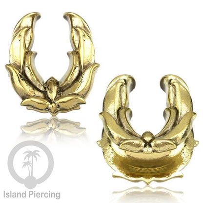 Decorated Brass Ear-Saddles Tindik Plug kuningan dekorasi yang unik ukuran 8-25mm