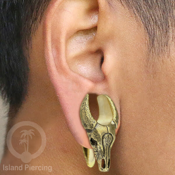 Anting brass Ear-tunnel Tindik Plug kuningan banyak pilihan desain ukuran 8-25mm