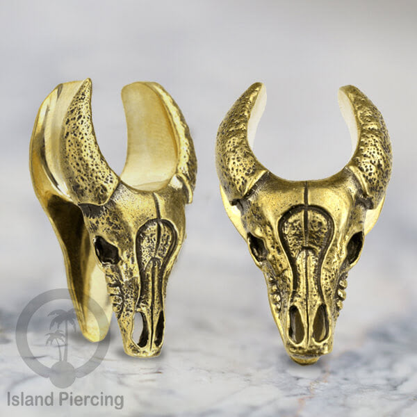 Anting brass Ear-tunnel Tindik Plug kuningan banyak pilihan desain ukuran 8-25mm