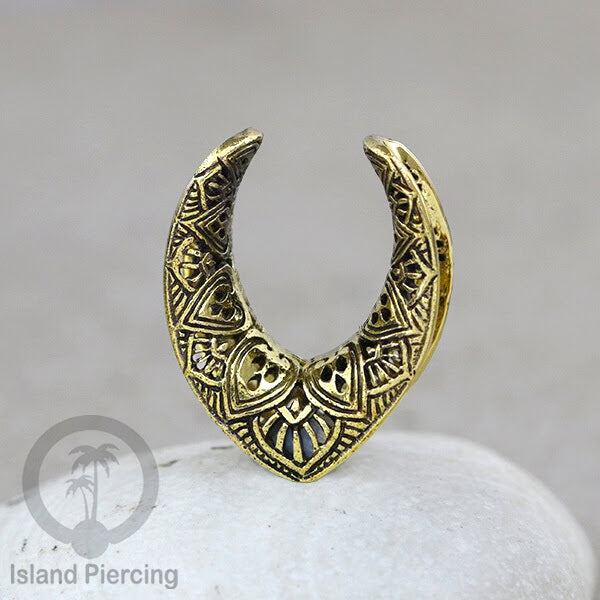 Decorated Brass Ear-Saddles Tindik Plug kuningan dekorasi yang unik ukuran 8-25mm