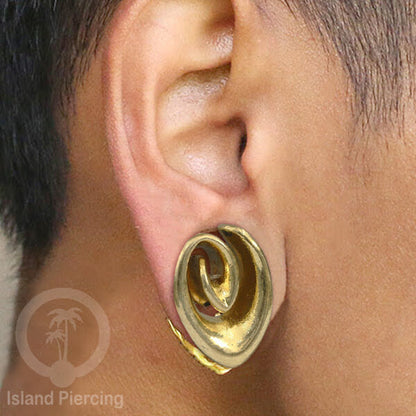 Anting brass Ear-tunnel Tindik Plug kuningan banyak pilihan desain ukuran 8-25mm