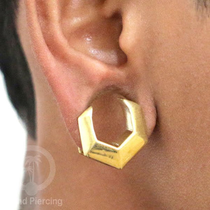Anting brass Ear-tunnel Tindik Plug kuningan banyak pilihan desain ukuran 8-25mm