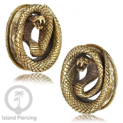 Brass Ear-plug model Tindik Kuningan plug Gothic motif Tengkorak, Salip, Pentagram &amp; Ular