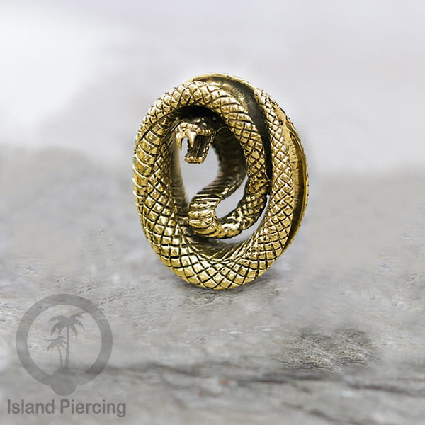 Brass Ear-plug model Tindik Kuningan plug Gothic motif Tengkorak, Salip, Pentagram &amp; Ular