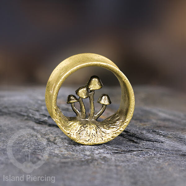 Anting brass Ear-tunnel Tindik Plug kuningan banyak pilihan desain ukuran 8-25mm