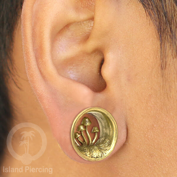 Anting brass Ear-tunnel Tindik Plug kuningan banyak pilihan desain ukuran 8-25mm