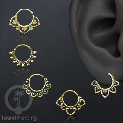 Septum piercing dan Tindik anting kuningan untuk teling, Tragus, Daith dan Helix Piercing