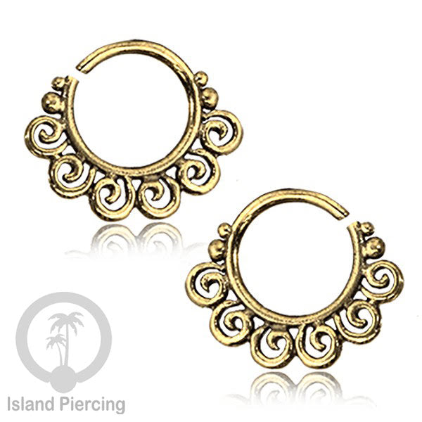 Septum piercing dan Tindik anting kuningan untuk teling, Tragus, Daith dan Helix Piercing