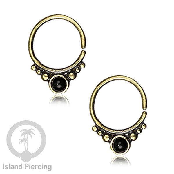 Septum piercing dan Tindik anting kuningan dengan batu, Tragus, Daith dan Helix Piercing