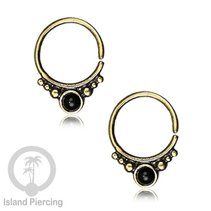 Septum piercing dan Tindik anting kuningan dengan batu, Tragus, Daith dan Helix Piercing