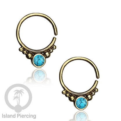 Septum piercing dan Tindik anting kuningan dengan batu, Tragus, Daith dan Helix Piercing
