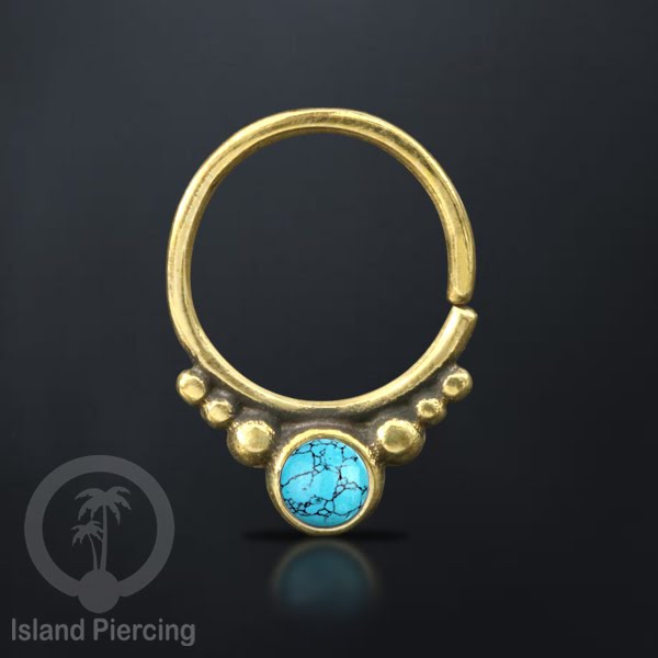 Septum piercing dan Tindik anting kuningan dengan batu, Tragus, Daith dan Helix Piercing