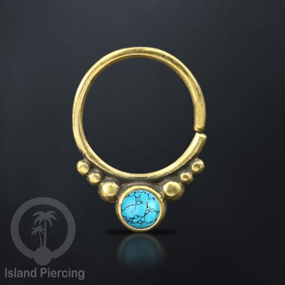 Septum piercing dan Tindik anting kuningan dengan batu, Tragus, Daith dan Helix Piercing