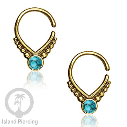 Septum piercing dan Tindik anting kuningan dengan batu, Tragus, Daith dan Helix Piercing