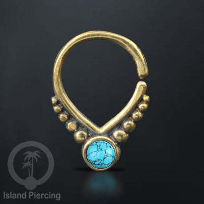 Septum piercing dan Tindik anting kuningan dengan batu, Tragus, Daith dan Helix Piercing