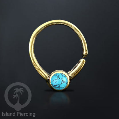 Septum piercing dan Tindik anting kuningan dengan batu, Daith, Tragus dan Helix Piercing