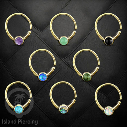 Septum piercing dan Tindik anting kuningan dengan batu, Daith, Tragus dan Helix Piercing
