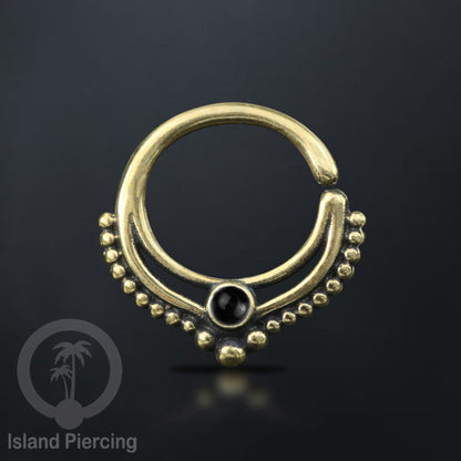 Septum piercing dan Tindik anting kuningan dengan batu, Daith, Helix dan Tragus Piercing