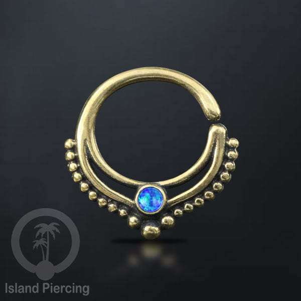 Septum piercing dan Tindik anting kuningan dengan batu, Daith, Helix dan Tragus Piercing