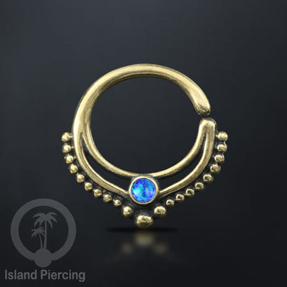 Septum piercing dan Tindik anting kuningan dengan batu, Daith, Helix dan Tragus Piercing