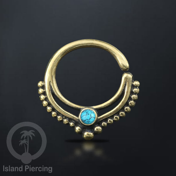 Septum piercing dan Tindik anting kuningan dengan batu, Daith, Helix dan Tragus Piercing
