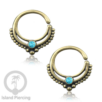 Septum piercing dan Tindik anting kuningan dengan batu, Daith, Helix dan Tragus Piercing