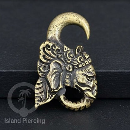 Brass Body Piercing Ear-weight Perhiasan Tindik Kuningan Ganesha Naga Kepala Burung