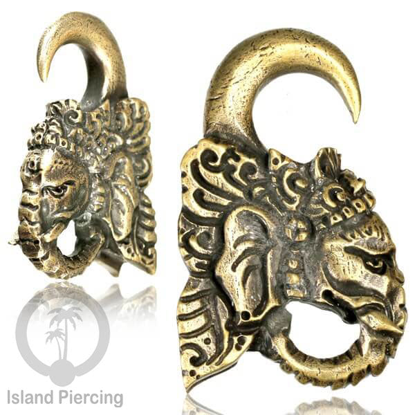 Brass Body Piercing Ear-weight Perhiasan Tindik Kuningan Ganesha Naga Kepala Burung