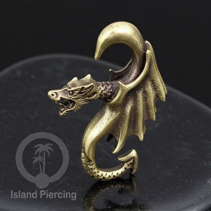 Brass Body Piercing Ear-weight Perhiasan Tindik Kuningan Ganesha Naga Kepala Burung