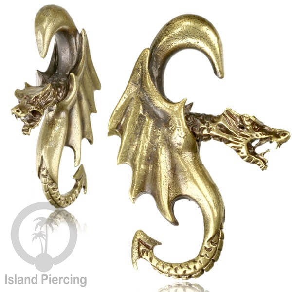 Brass Body Piercing Ear-weight Perhiasan Tindik Kuningan Ganesha Naga Kepala Burung