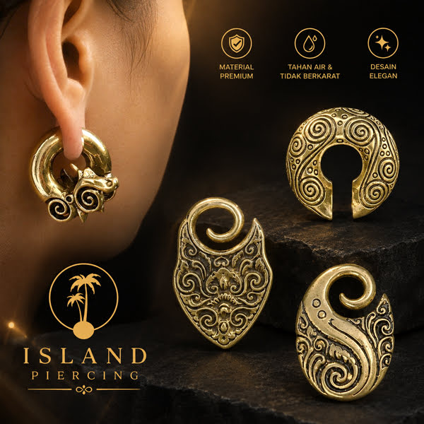 Brass Body Piercing Ear-weight, Tindik Lubang Kuping Besar, Perhiasan Tindik Kuningan