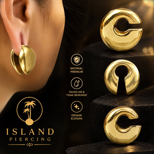 Brass Body Piercing Ear-weight Plain style Perhiasan Tindik Kuningan minimalis