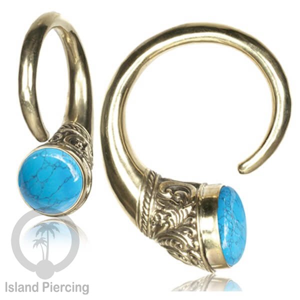 Perhiasan Tindik Kuningan Tengkorak Mawar dan Batu Brass Body Piercing Ear-weight