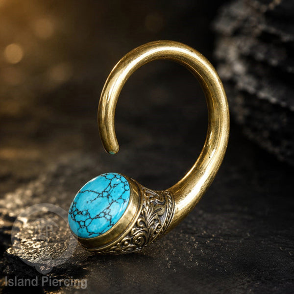 Perhiasan Tindik Kuningan Tengkorak Mawar dan Batu Brass Body Piercing Ear-weight