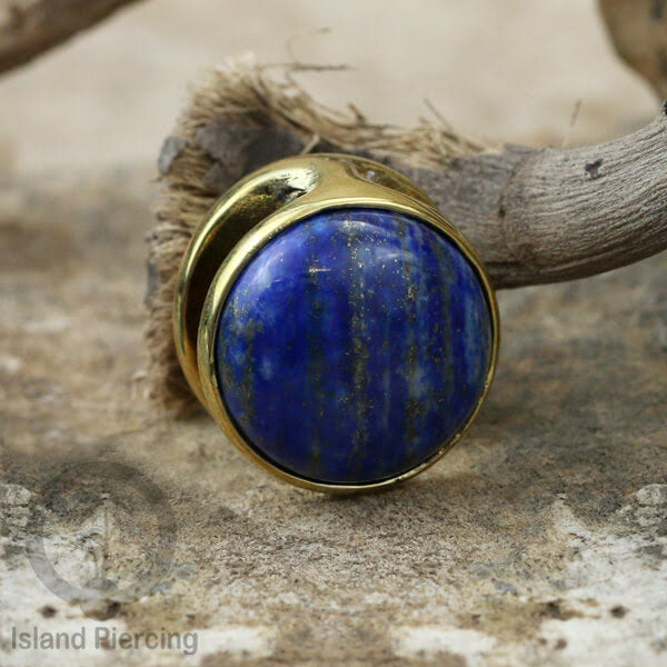 Brass Body Piercing Ear-weight Perhiasan Tindik Kuningan dengan batu asli