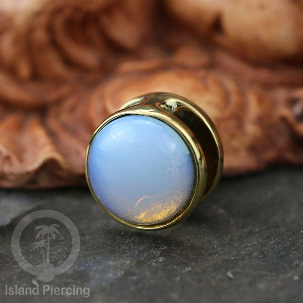 Brass Body Piercing Ear-weight Perhiasan Tindik Kuningan dengan batu asli