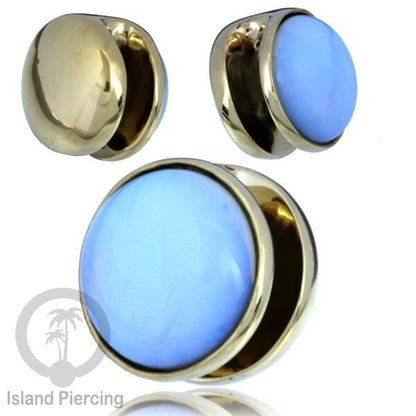 Brass Body Piercing Ear-weight Perhiasan Tindik Kuningan dengan batu asli