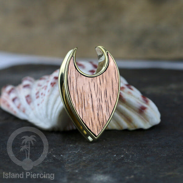 Brass Body Piercing Ear-weight Perhiasan Tindik Kuningan dengan batu asli