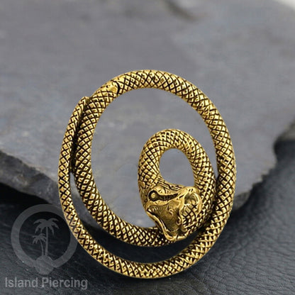 Brass Body Piercing Snake Ear-weight Perhiasan Tindik Kuningan motif Ular