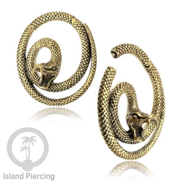 Brass Body Piercing Snake Ear-weight Perhiasan Tindik Kuningan motif Ular