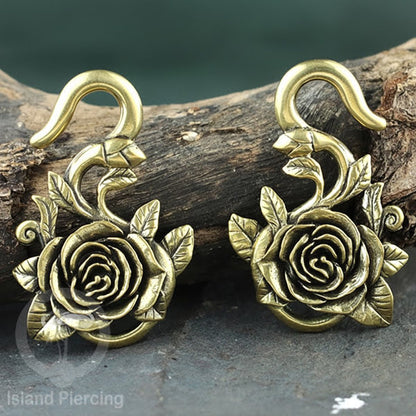 Perhiasan Tindik Kuningan Tengkorak Mawar dan Batu Brass Body Piercing Ear-weight