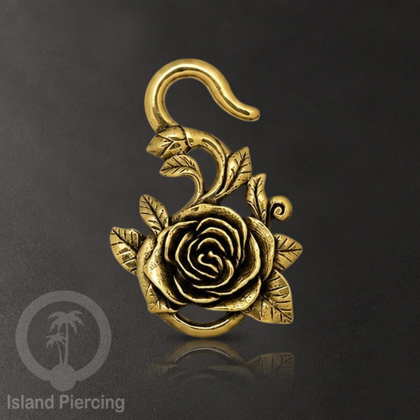 Perhiasan Tindik Kuningan Tengkorak Mawar dan Batu Brass Body Piercing Ear-weight