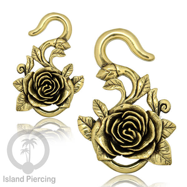 Perhiasan Tindik Kuningan Tengkorak Mawar dan Batu Brass Body Piercing Ear-weight