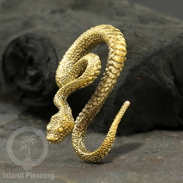 Brass Body Piercing Snake Ear-weight Perhiasan Tindik Kuningan motif Ular