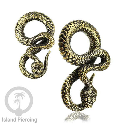 Brass Body Piercing Snake Ear-weight Perhiasan Tindik Kuningan motif Ular