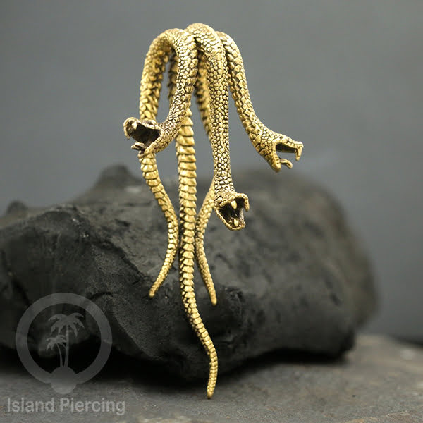 Brass Body Piercing Snake Ear-weight Perhiasan Tindik Kuningan motif Ular