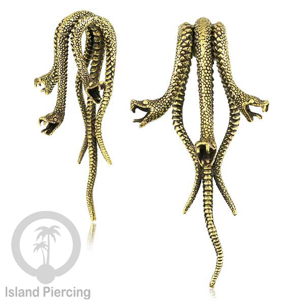 Brass Body Piercing Snake Ear-weight Perhiasan Tindik Kuningan motif Ular
