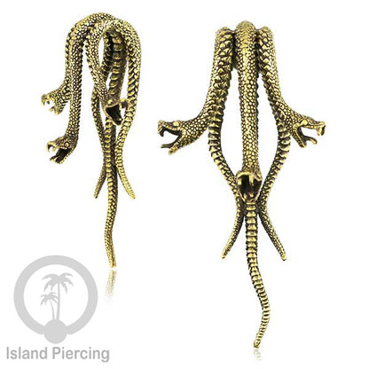 Brass Body Piercing Snake Ear-weight Perhiasan Tindik Kuningan motif Ular