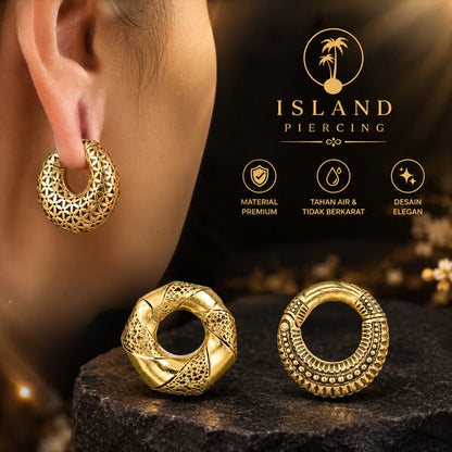 Brass Body Piercing Ear-weight Perhiasan Tindik Kuningan Ear clicker